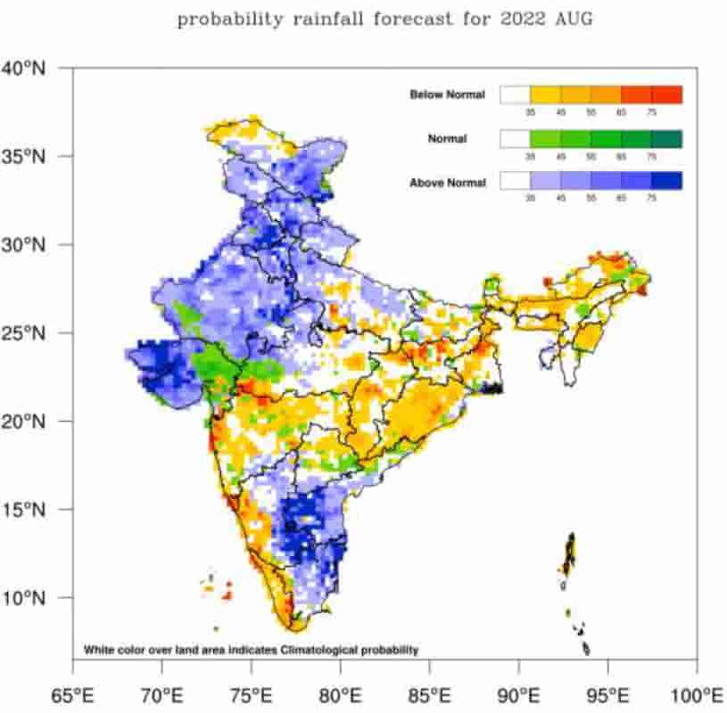Rainfall monsoon forecast aAugust 2022