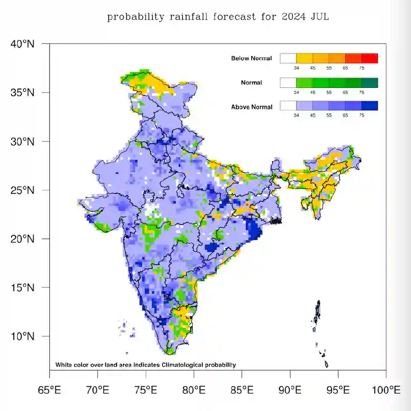 Probability of Rainfall Forecast for July 2024