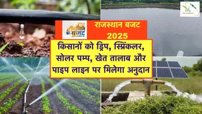 Rajasthan Budget 2025 drip sprinkler farm pond solar pump and pipeline scheme
