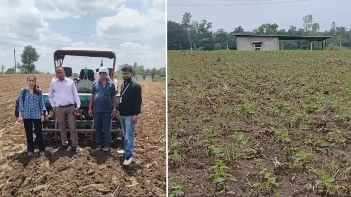 Happy Seeder Krishi Yantra se Soybean ki Buai