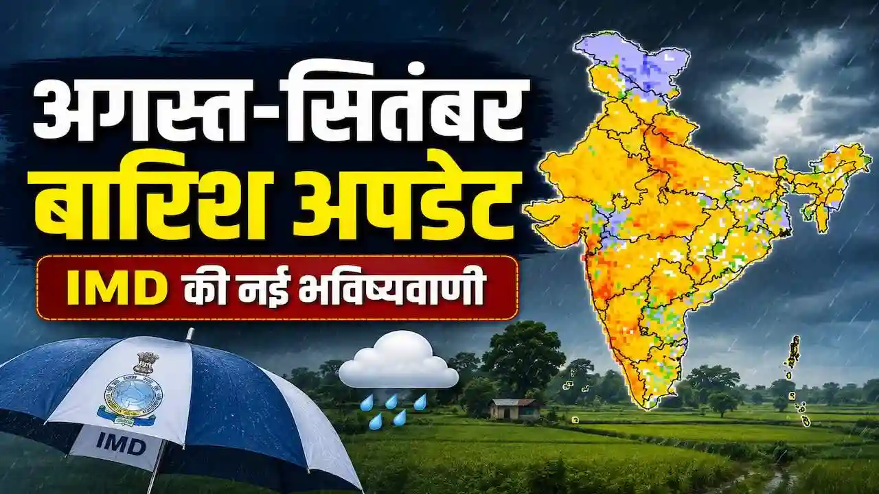 भारत मौसम विज्ञान विभाग (IMD) का मानसून 2026 पूर्वानुमान, जिसमें अगस्त और सितंबर के महीनों में देश भर में सामान्य से कम बारिश की संभावना दर्शाई गई है।